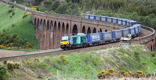 Direct Rail Services Tesco traffic which produces 87 per cent less CO2 emissions than HGVs