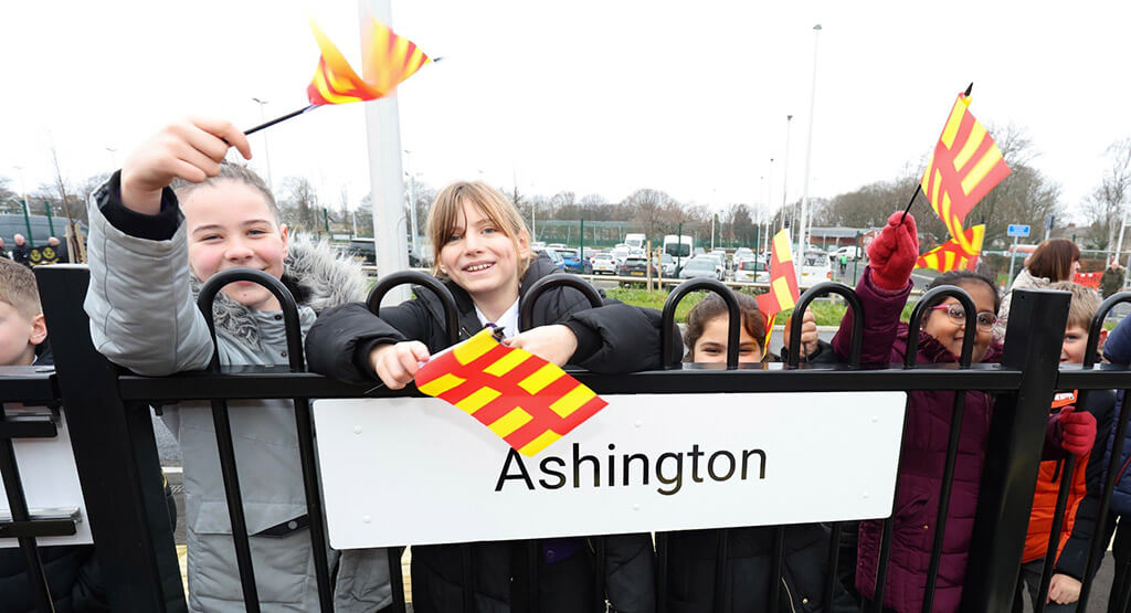 Children celebrating in Ashington