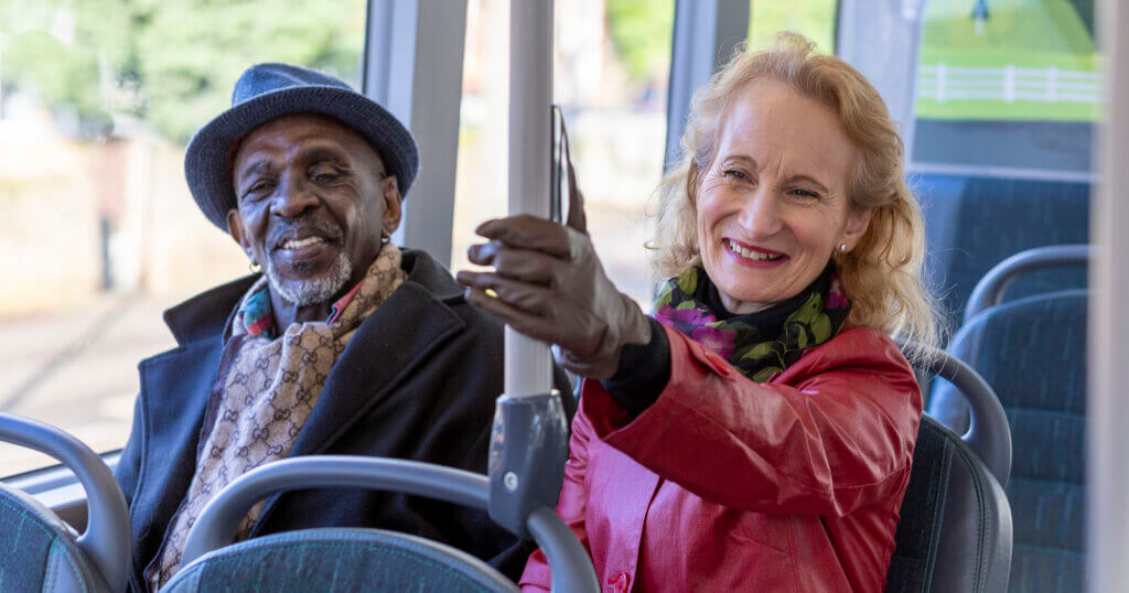 Man and a woman on a bus